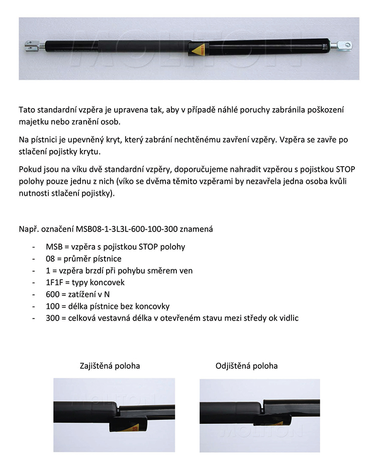 vzpěra - stop poloha